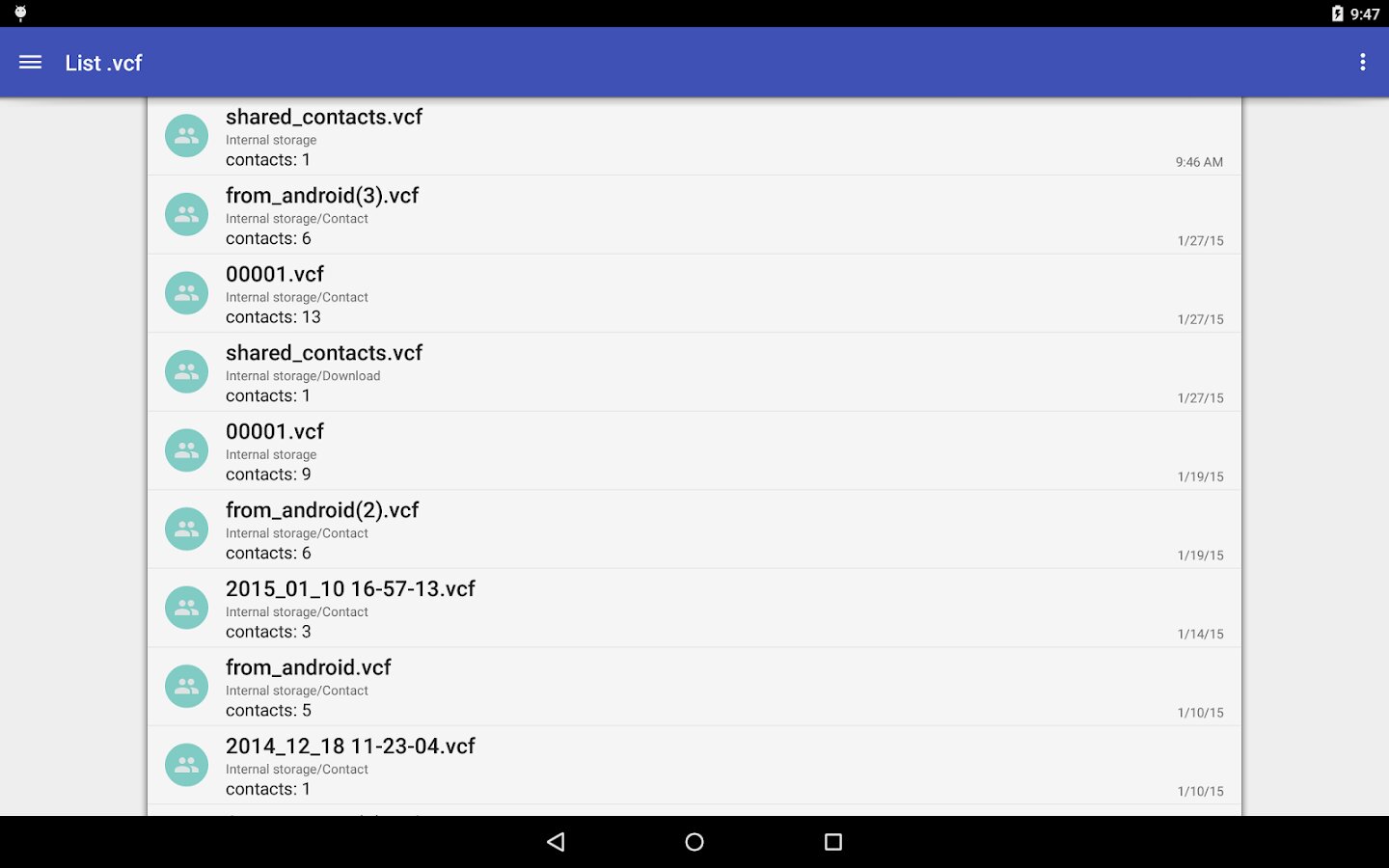 Кодировка vcf файла для android