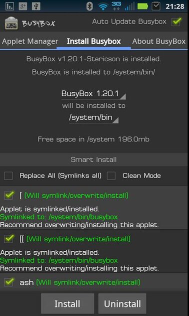 Не устанавливается busybox на android